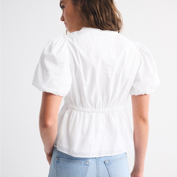 Abercrombie & Fitch White Puff Sleeve Blouse - Picture 5 of 8